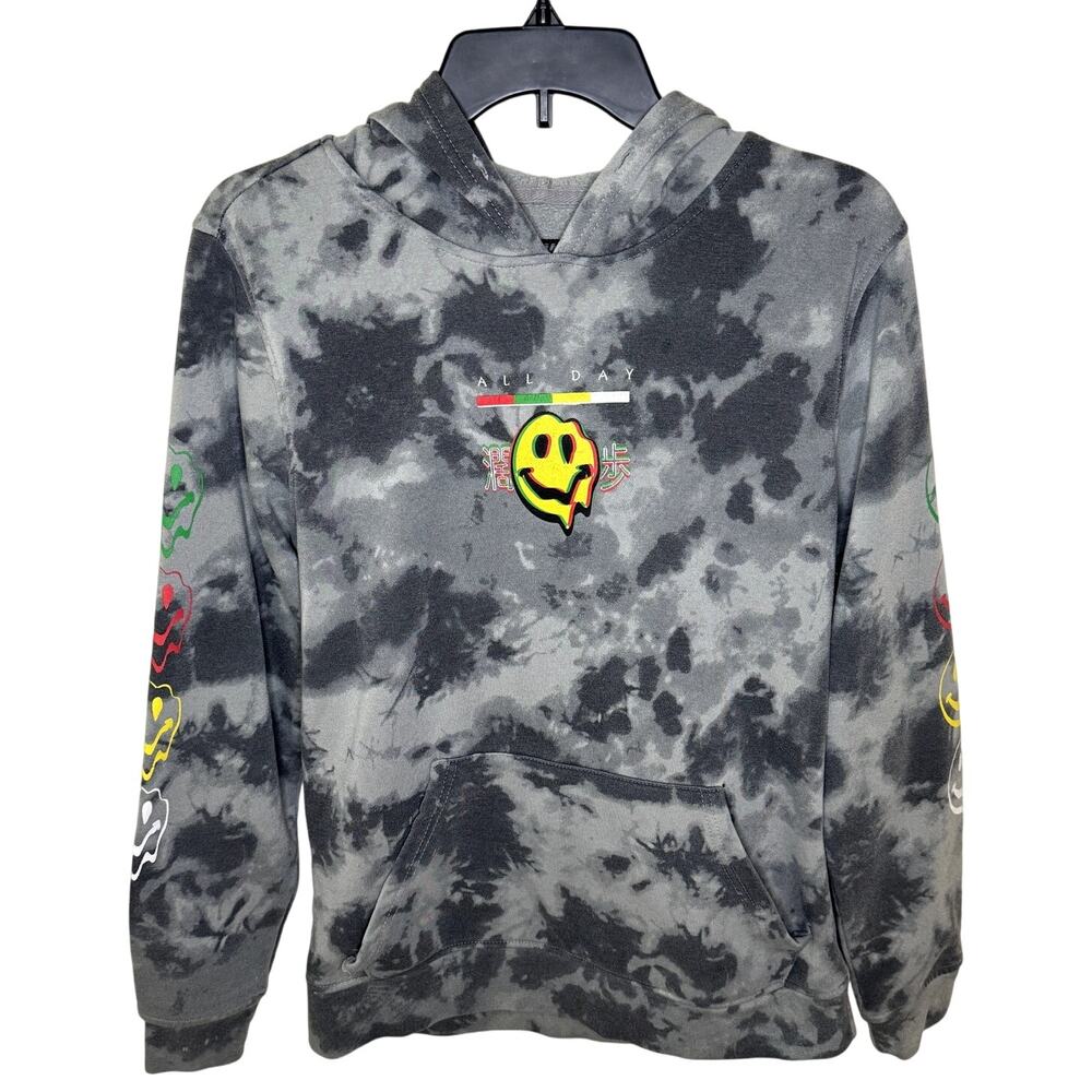 Brooklyn clothing Mens pull over gray long sleeve Emoji Drip hoodie size Small